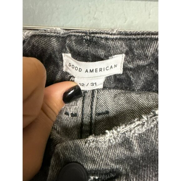 Good American 12 / 31 Black Fade High Rise Goo-d Classic Skinnyish Fit - Picture 3 of 7